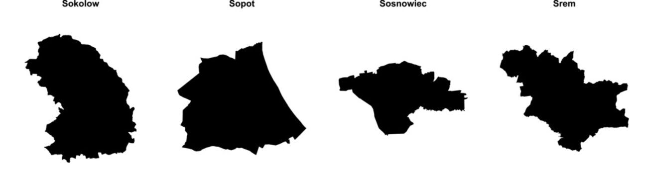 Sokolow, Sopot, Sosnowiec, Srem outline maps