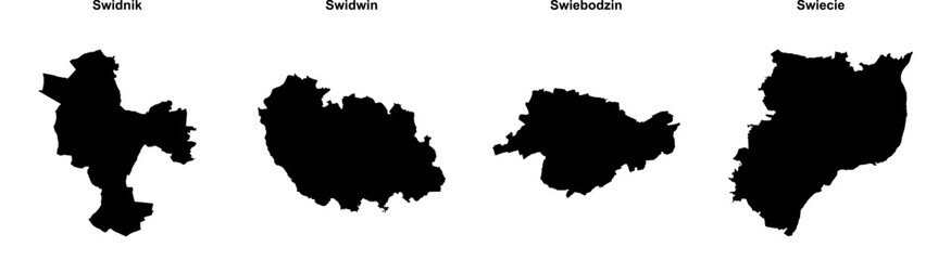Swidnik, Swidwin, Swiebodzin, Swiecie outline maps