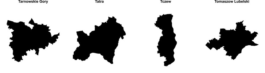 Tarnowskie Gory, Tatra, Tczew, Tomaszow Lubelski outline maps