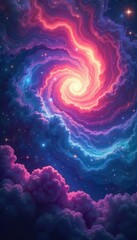 Vibrant, swirling nebula of iridescent colors, ethereal and otherworldly, radiating mystical energy in a cosmic dreamscape , mystical energy, universe, glow