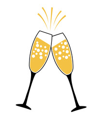 Champagne clip art design on plain white transparent isolated background for sign, decal, card, shirt, hoodie, sweatshirt, apparel, tag, mug, icon, poster or badge