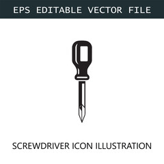 Screwdriver Icon Logo Vector Image in Black and White
