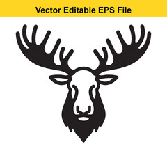 Majestic Moose Head Icon: A Vector Illustration of a Moose's Head with Antlers