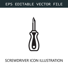 Screwdriver Icon Logo Vector Image in Black and White
