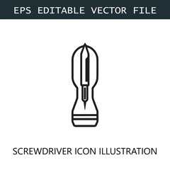 Screwdriver Icon Logo Vector Image in Black and White
