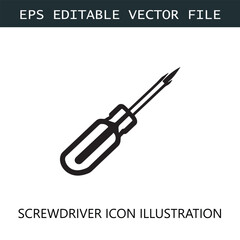 Screwdriver Icon Logo Vector Image in Black and White
