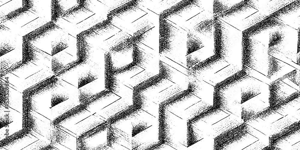 Poster abstract geometric fractal tile seamless pattern for creative design projects