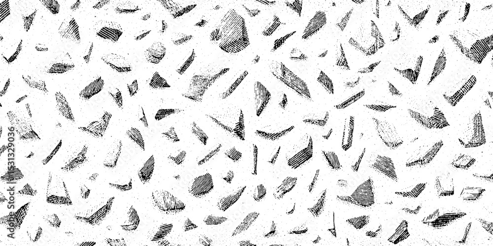 Poster seamless terrazzo pattern with abstract stone and chip fragments for modern design