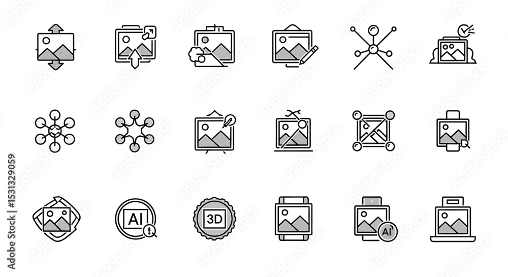 Aufkleber vector icons set of collection of modern image editing and sharing icons. vector illustrations