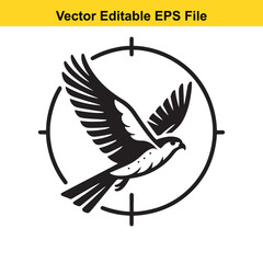 Hawk in Crosshairs: A Vector Illustration of a Bird in Flight