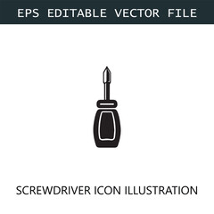 Screwdriver Icon Logo Vector Image in Black and White
