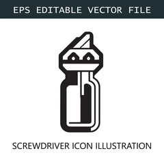 Screwdriver Icon Logo Vector Image in Black and White
