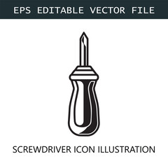 Obraz premium Screwdriver Icon Logo Vector Image in Black and White 