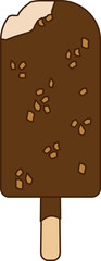 Bitten Chocolate coated ice cream bar with almonds