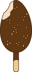 Bitten Chocolate coated Oval ice cream bar with almonds
