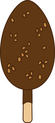 Chocolate coated Oval ice cream bar with almonds