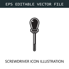 Screwdriver Icon Logo Vector Image in Black and White
