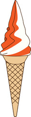 Red and white swirl ice cream cone