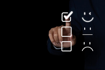 Online customer satisfaction Survey service concept, client rate service from experience in...