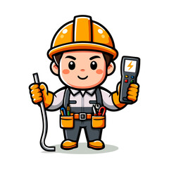 Fototapeta premium Cartoon Electrician: Electrical Repair & Maintenance Services