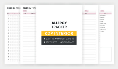 Allergy Tracker Printable, Allergy Log Journal Page, Track Allergy Chart Symptoms Food Sensitivities