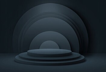 Obraz premium Dark, layered, circular platform