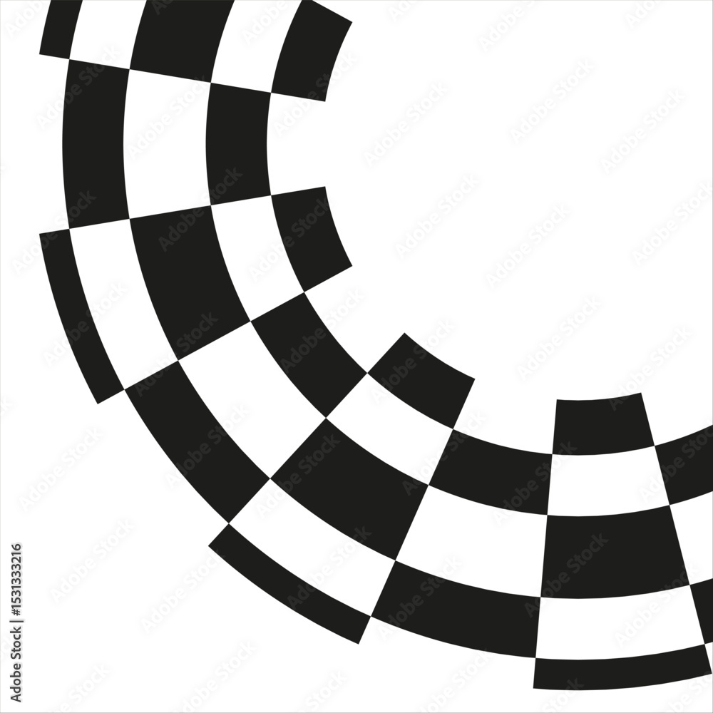 Poster abstract checkered circle frame vector illustration. vintage black and white alternating square tile