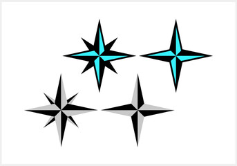Wind rose retro design isolated. Compass star navigation dial. Vector stock illustration