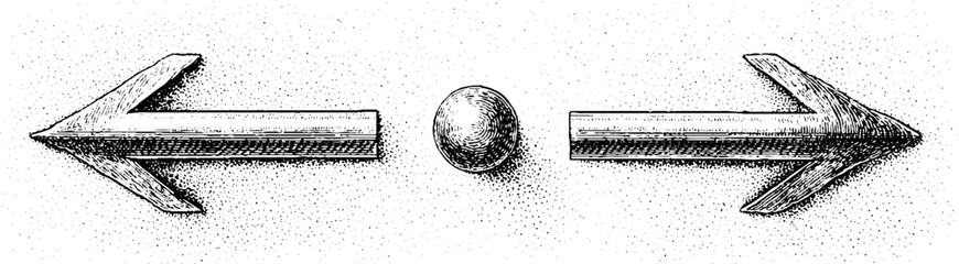 Obraz premium Directional arrows concept with vintage sketch style for business and analysis design