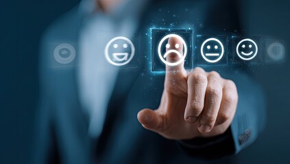 Businessperson selecting a negative feedback rating