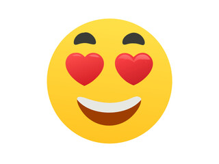 Fototapeta premium Smiling Face with Heart Eyes Emoji. Emotion 3d cartoon icon. Yellow round emoticon. Vector illustration .Love Heart Eyes Emoji Smiling Face