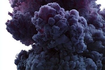 Purple-grey ink clouds billowing upwards