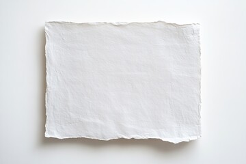 Obraz premium Blank, white, textured paper sheet, irregular edges on a plain background