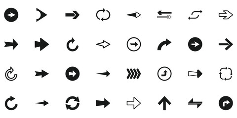 Arrows set icon in black color. Modern and simple arrows. Arrow vector collection. Vector illustration.