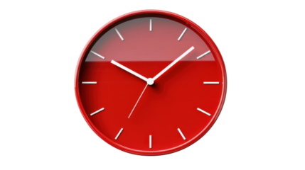 red round clock cut out on white background