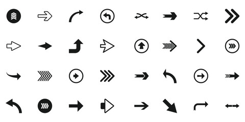 Set of arrows isolated on white background. Arrow vector icon set collection. Simple directional arrows set. Modern simple arrows. Arrow vector. Flat style icons. Vector illustration. EPS 10