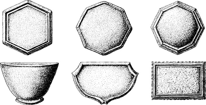 Geometric shapes collection with octagon, decagon, dodecagon, enneagon for design