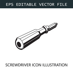 Screwdriver Icon Logo Vector Image in Black and White
