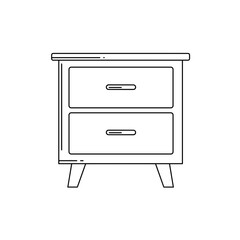 Simple line drawing of a modern two-drawer nightstand
