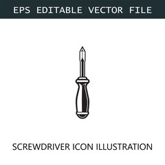 Screwdriver Icon Logo Vector Image in Black and White

