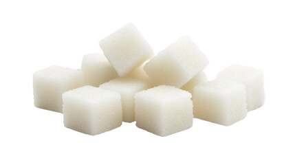 set of white sugar cubes cut out on white background