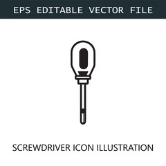 Screwdriver Icon Logo Vector Image in Black and White
