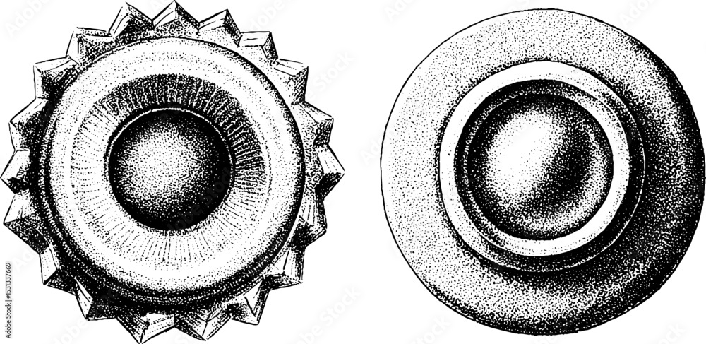 Poster set of vintage radial patterns and concentric polygons for design and art projects