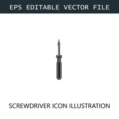 Screwdriver Icon Logo Vector Image in Black and White
