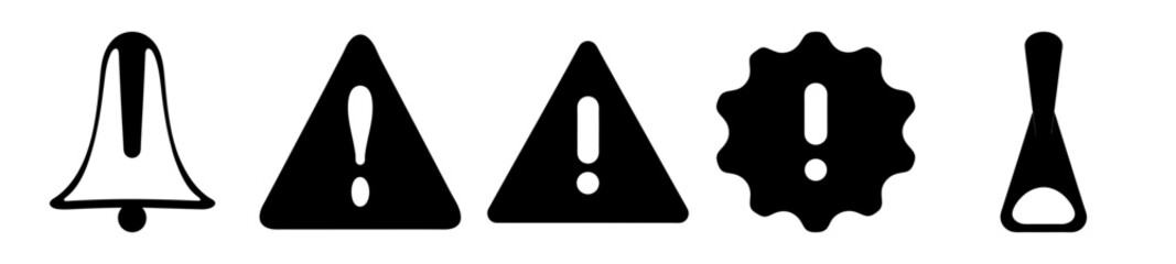 Collection of safety and notification vector icons in black and white format