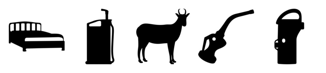 A collection of different silhouettes displayed in black and white format