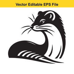 Obraz premium Vector illustration of a stylized stoat or ermine, a small mustelid mammal, in black and white.