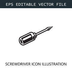 Screwdriver Icon Logo Vector Image in Black and White
