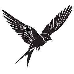 Obraz premium Stylized black silhouette of a bird in flight