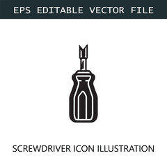 Screwdriver Icon Logo Vector Image in Black and White
